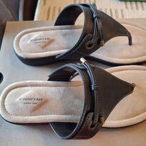 St. John's Bay Black and Tan Women's Sandals